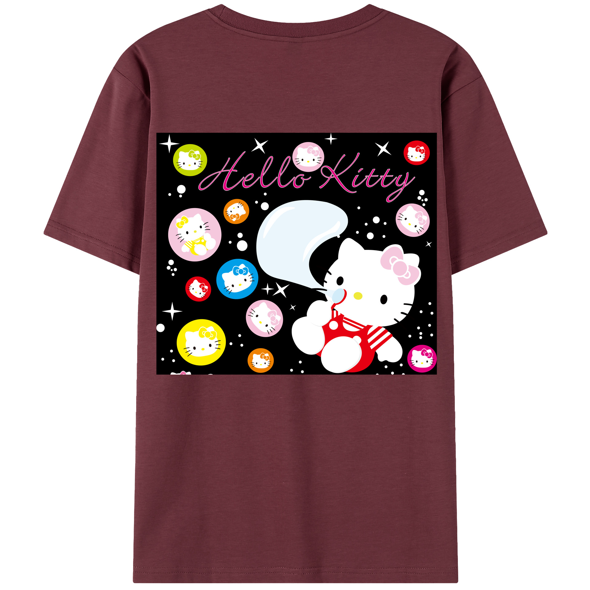 （画像用） Hello Kitty ハローキティ 綿100％半袖Tシャツ（背面プリント）